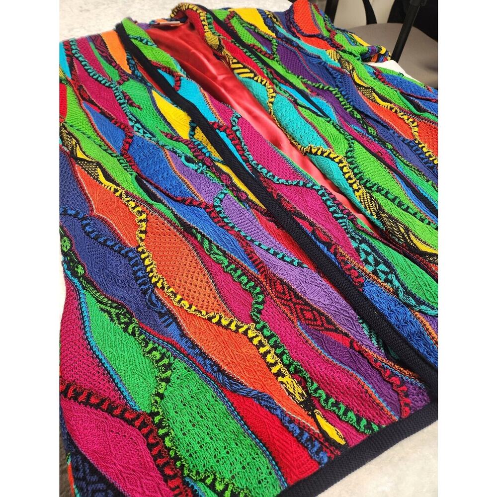 Vintage Cuggi "Coogi" Womens Multicolor Cotton Knit Australia Cardigan-Size SS - Picture 4 of 16